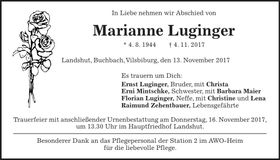 Traueranzeige Marianne Luginger