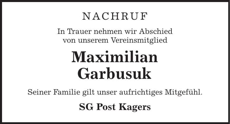 Traueranzeige Maximilian Garbusuh
