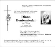 Traueranzeige Diana Bentenrieder