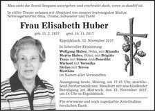 Traueranzeige Elisabeth Huber