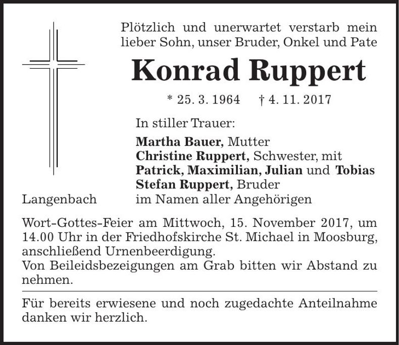 Traueranzeige Konrad Ruppert