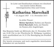 Traueranzeige Katharina Marschall
