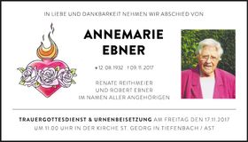 Traueranzeige Annemarie Ebner