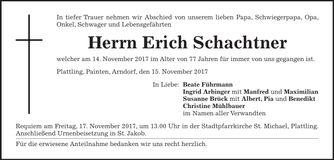 Traueranzeige Erich Schachtner