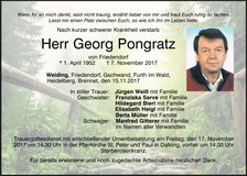 Traueranzeige Georg Pongratz