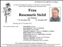 Traueranzeige Rosemarie Stelzl