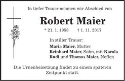 Traueranzeige Robert Maier