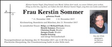 Traueranzeige Kerstin Sommer