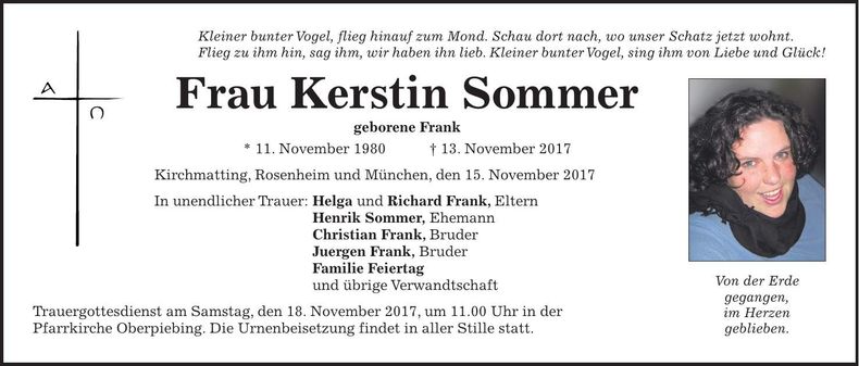 Traueranzeige Kerstin Sommer