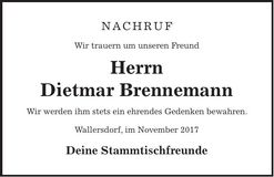 Traueranzeige Dietmar Brennemann