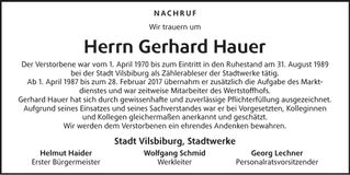 Traueranzeige Georg Hauer