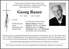 Traueranzeige Georg Bauer