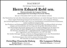 Traueranzeige Eduard Robl sen.