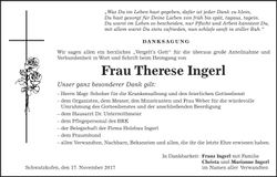 Traueranzeige Therese Ingerl