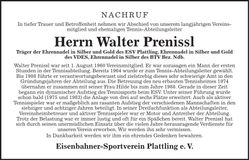 Traueranzeige Walter Prenissl