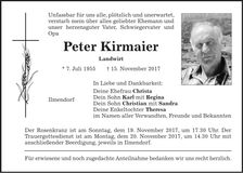 Traueranzeige Peter Kirmaier