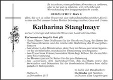 Traueranzeige Katgharina Stanglmayr