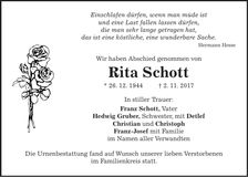 Traueranzeige Rita Schott