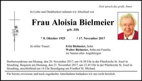 Traueranzeige Aloisia Bielmeier