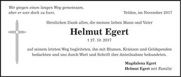 Traueranzeige Helmut Egert