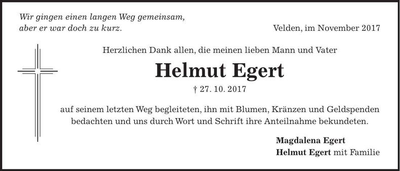 Traueranzeige Helmut Egert