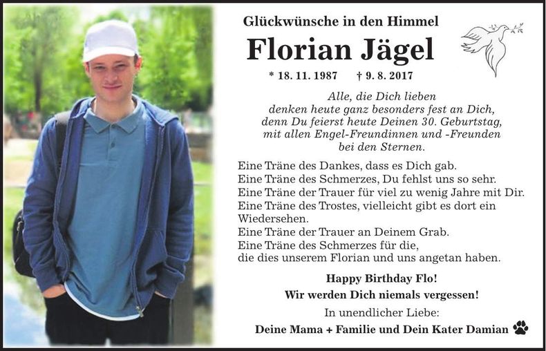 Traueranzeige Florian Jägel