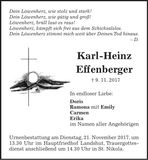 Traueranzeige Karl Heinz Effenberger