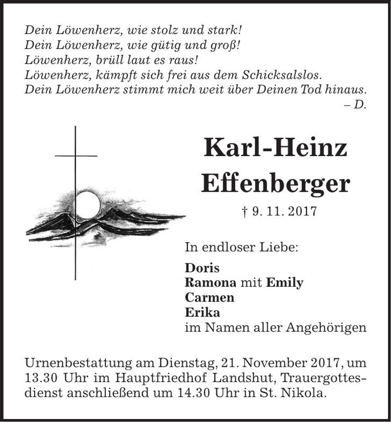 Traueranzeige Karl Heinz Effenberger