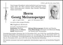 Traueranzeige Georg Meixensperger