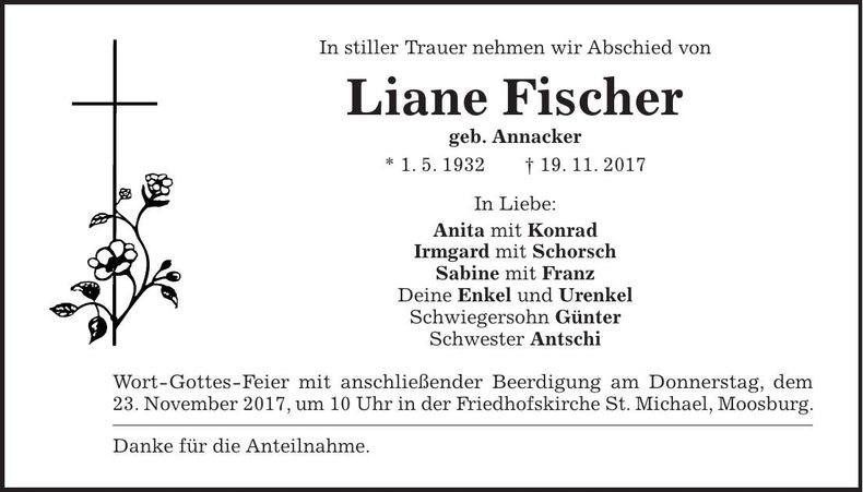 Traueranzeige Liane Fischer