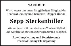 Traueranzeige Josef Steckenbiller