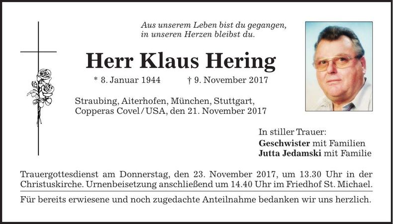 Traueranzeige Klaus Hering