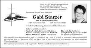 Traueranzeige Gabi Starzer