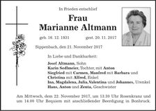 Traueranzeige Marianne Altmann
