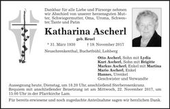 Traueranzeige Katharina Ascherl