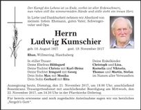 Traueranzeige Ludwig Kumschier