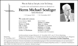 Traueranzeige Michael Seufzger
