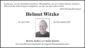 Traueranzeige Helmut Witzke