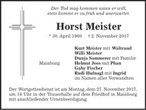 Traueranzeige Horst Meister