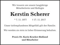 Traueranzeige Kerstin Scherer