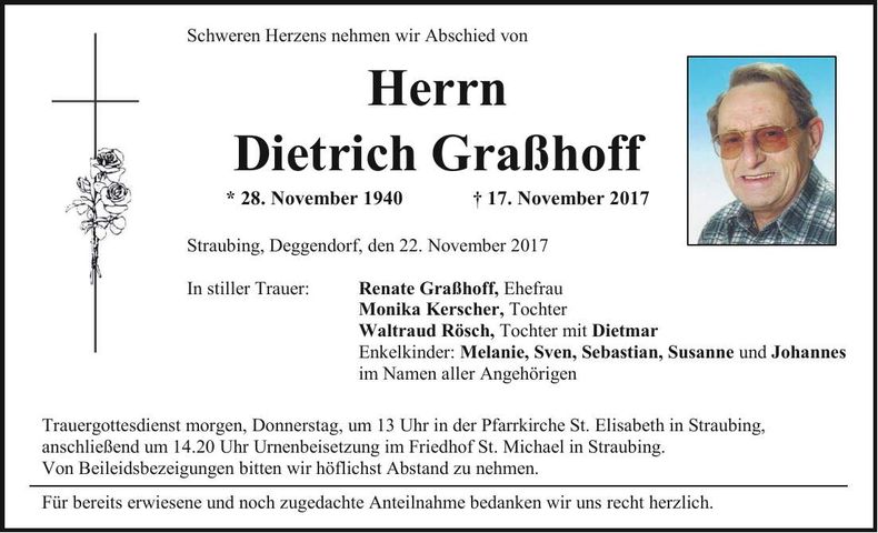 Traueranzeige Dietrich Graßhoff