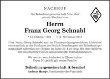 Traueranzeige Franz Georg Schnabl