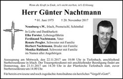 Traueranzeige Günter Nachtmann