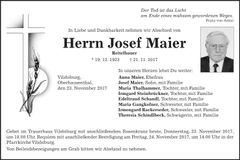 Traueranzeige Josef Maier