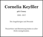 Traueranzeige Cornelia Keyßler