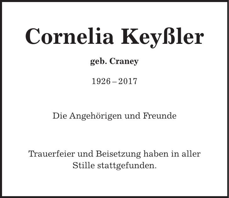Traueranzeige Cornelia Keyßler