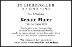 Traueranzeige Renate Maier