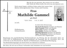 Traueranzeige Mathilde Gammel