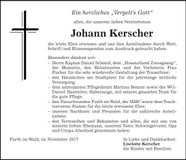 Traueranzeige Johann Kerscher