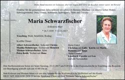 Traueranzeige Maria Schwarzfischer